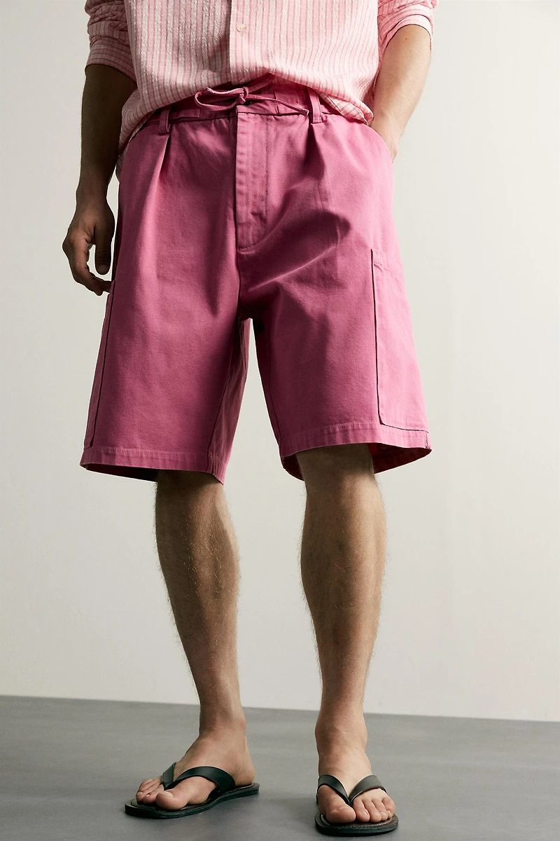 RELAXED FIT WASHED CARGO SHORTS