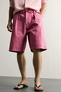 RELAXED FIT WASHED CARGO SHORTS