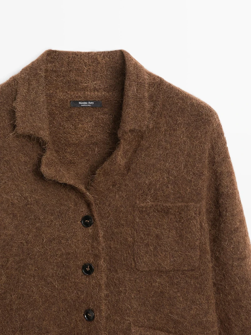 Alpaca blend knit cardigan with pockets