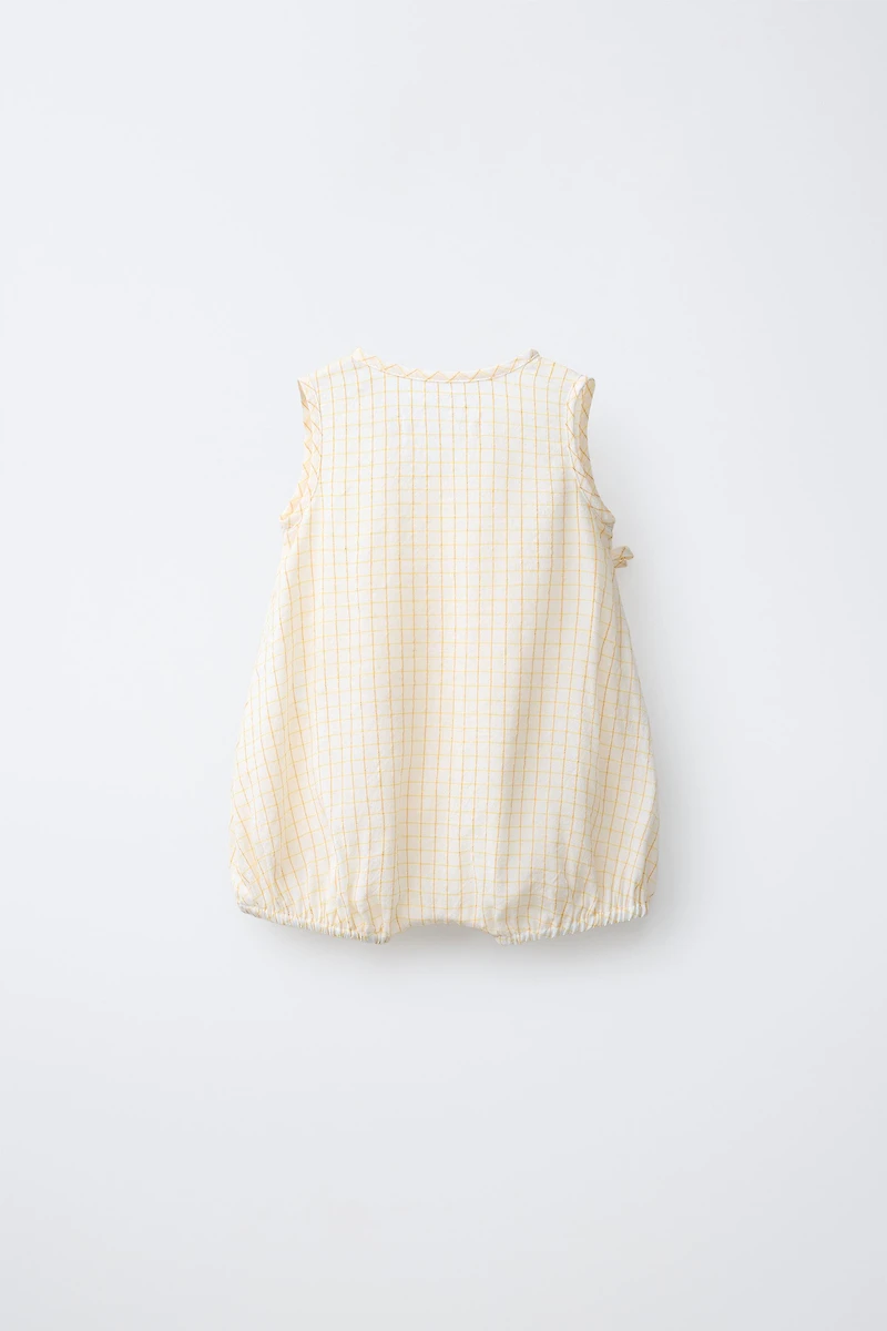 PLAID LINEN BLEND ROMPER