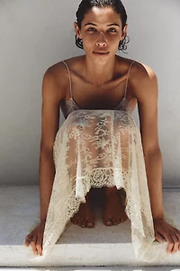 ASYMMETRIC LACE MIDI SKIRT