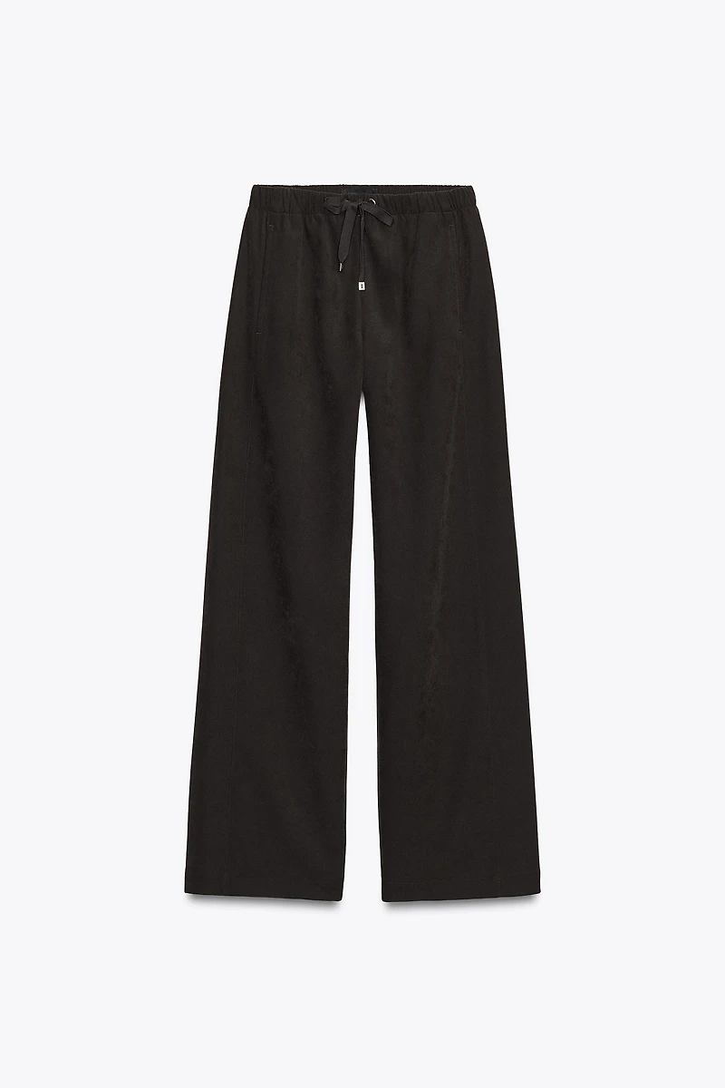 ELASTIC WAIST WIDE LEG PANTS