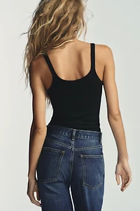 FLORAL RIBBED TOP