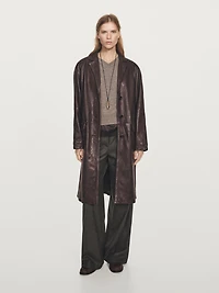 Long nappa leather coat