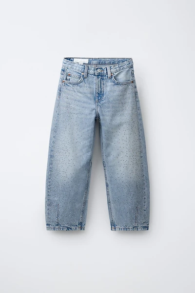 RHINESTONE BARREL JEANS