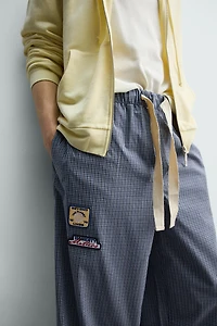 RELAXED FIT PATCHWORK CHECK PANTS