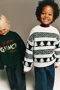 TREE PRINT KNIT SWEATER