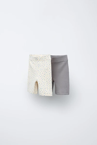 TWO-PACK FLORAL BIKER LEGGINGS