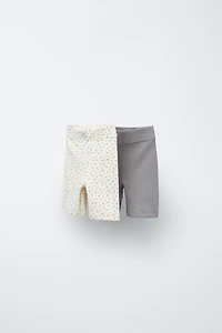 TWO-PACK FLORAL BIKER LEGGINGS