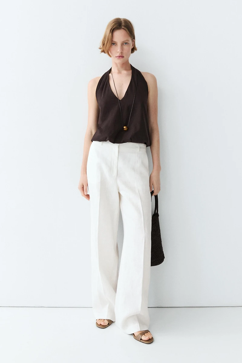 100% linen pants with darts