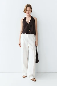 100% linen pants with darts