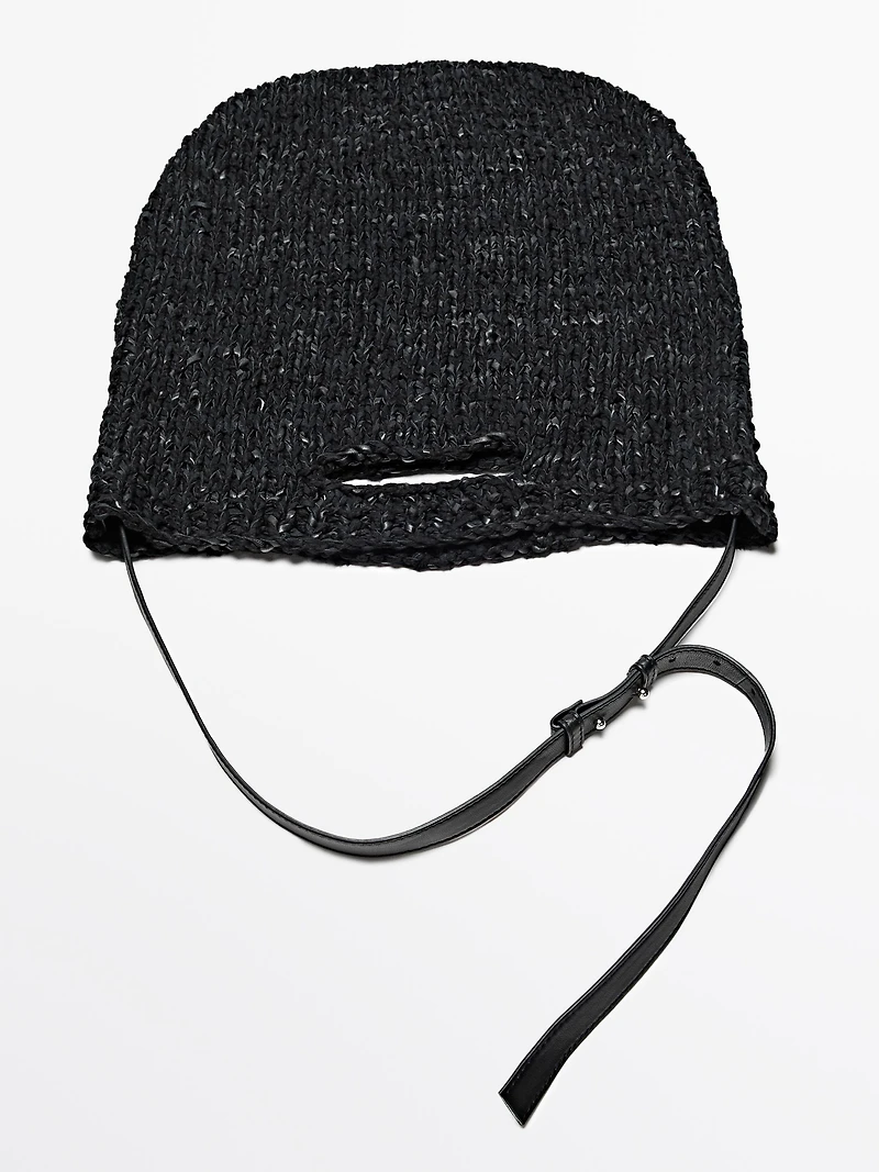 Large crochet knit leather bag - LIMITED