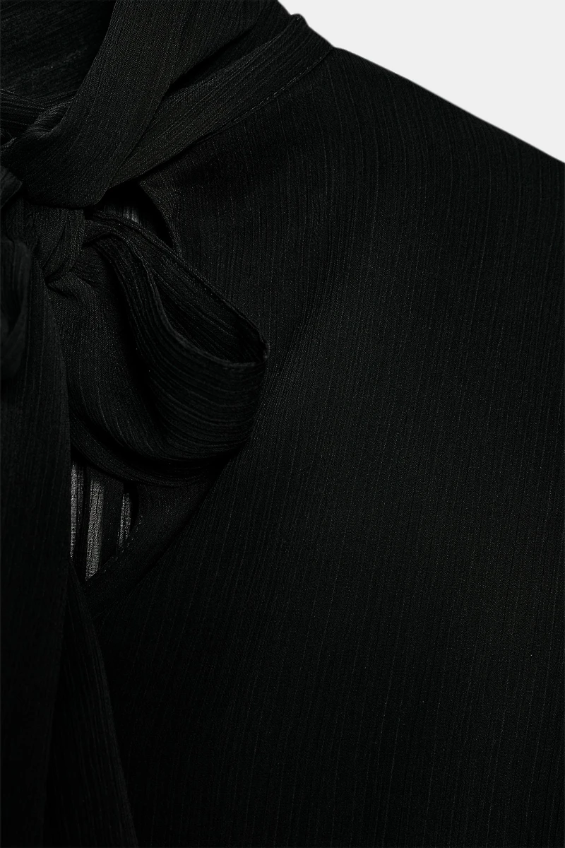 SEMI-SHEER DRAPED BALLOON SHIRT