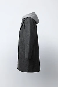 LONG COAT WITH REMOVABLE HOODIE