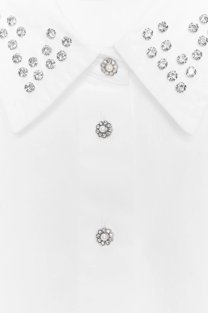 POPLIN SHIRT WITH JEWEL BEADS