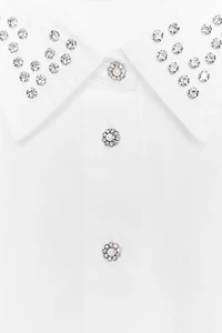 POPLIN SHIRT WITH JEWEL BEADS