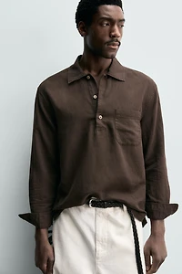 LINEN COTTON BLEND POLO SHIRT