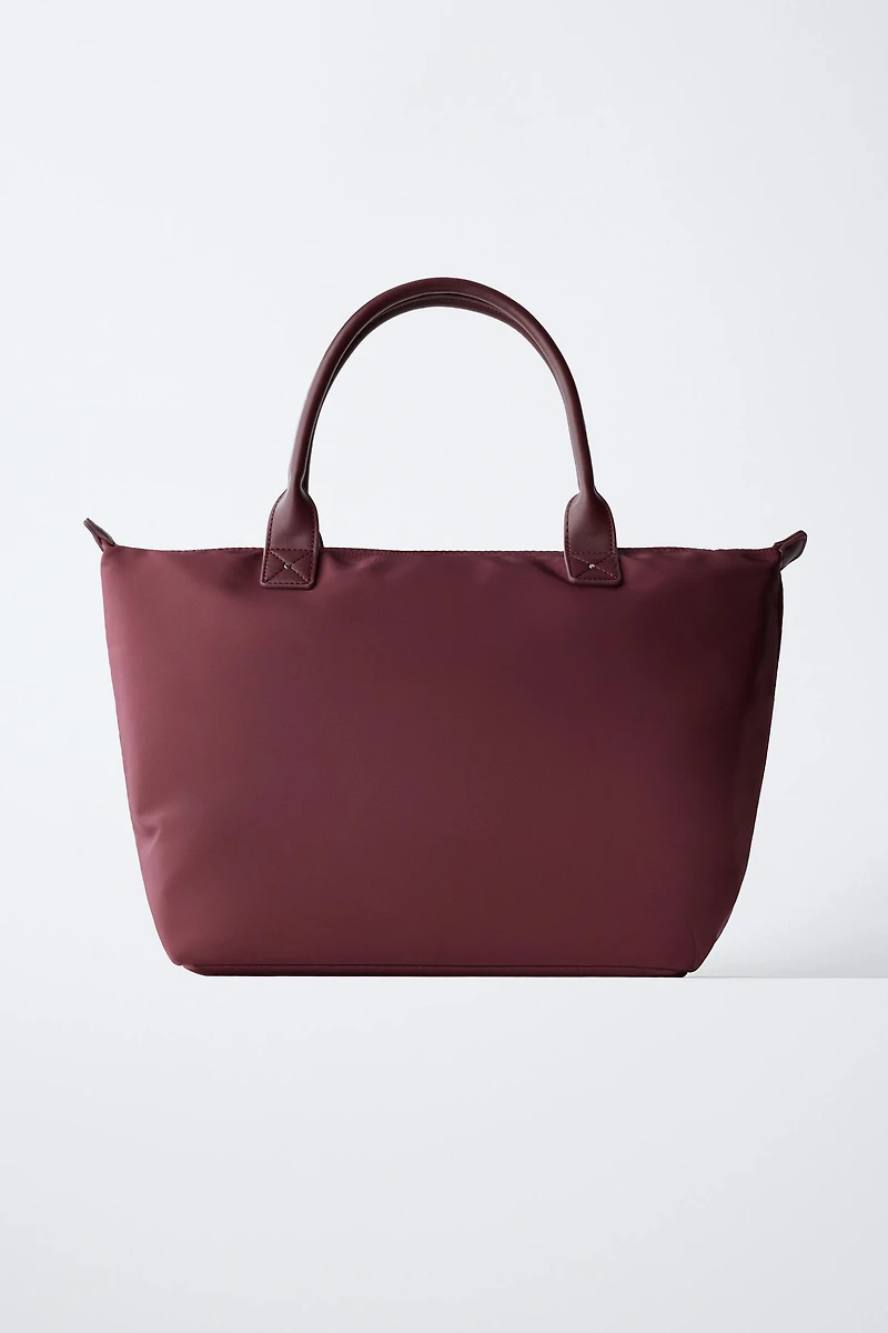 NYLON SHOPPER BAG WITH TEDDY BEAR CHARM