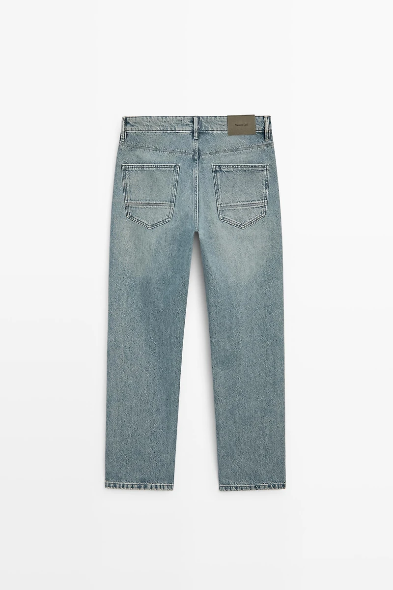 Stonewashed tapered-fit jeans