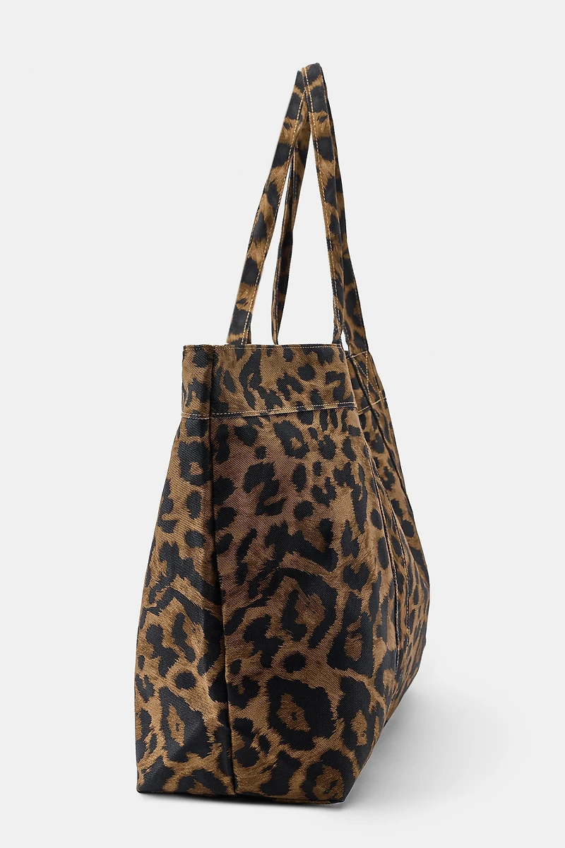 ANIMAL PRINT TWILL MAXI BAG