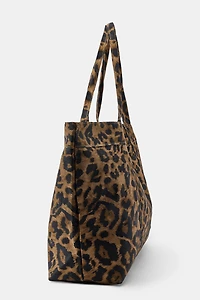 ANIMAL PRINT TWILL MAXI BAG