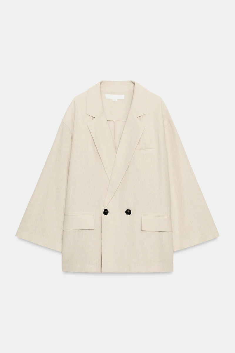 LINEN BLEND DOUBLE BREASTED BLAZER