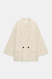 LINEN BLEND DOUBLE BREASTED BLAZER