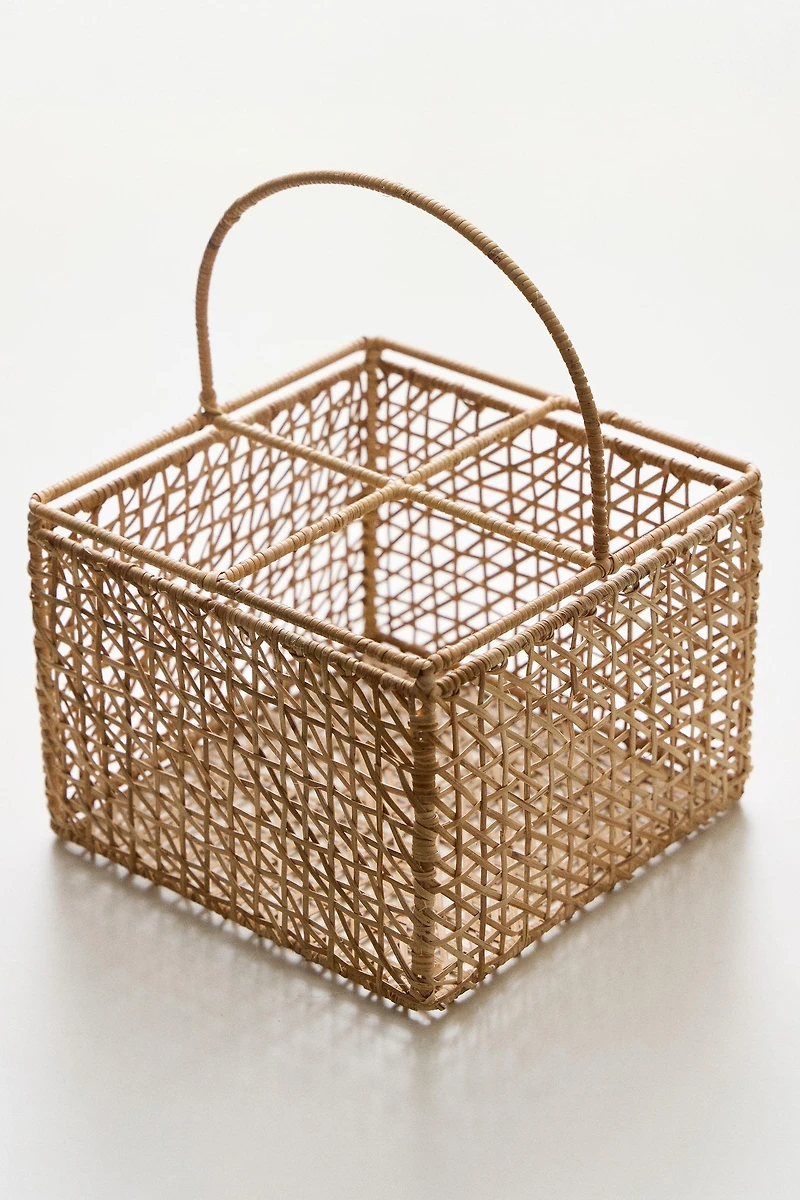 RATTAN BOTTLE STAND WITH HANDLE