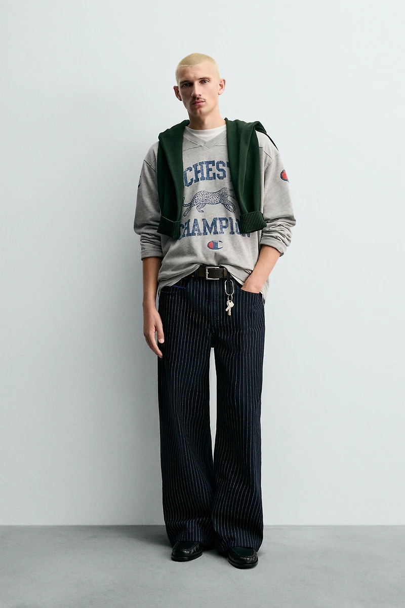 CHAMPION ® X ZARA STRIPED BAGGY FIT JEANS