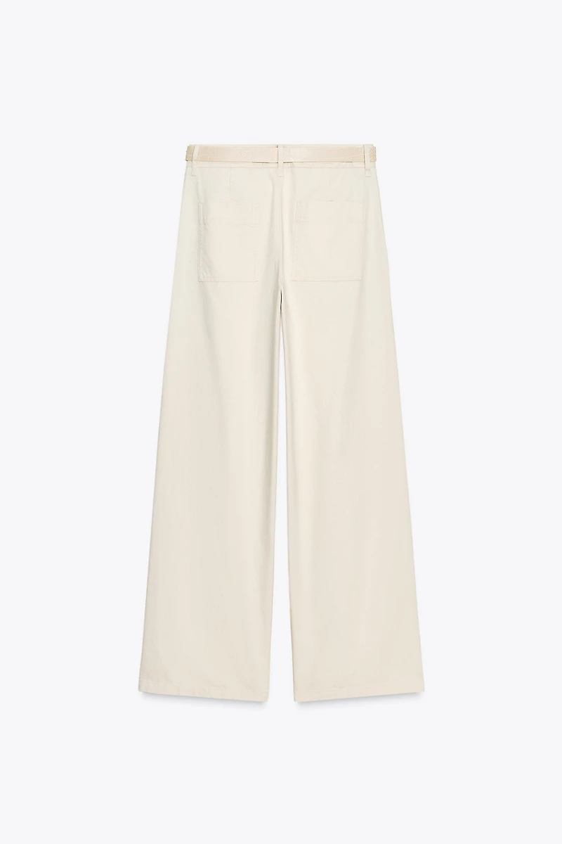 WIDE LEG BELTED PANTS