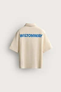 OPENWORK TEXTURED PRINTED SHIRT