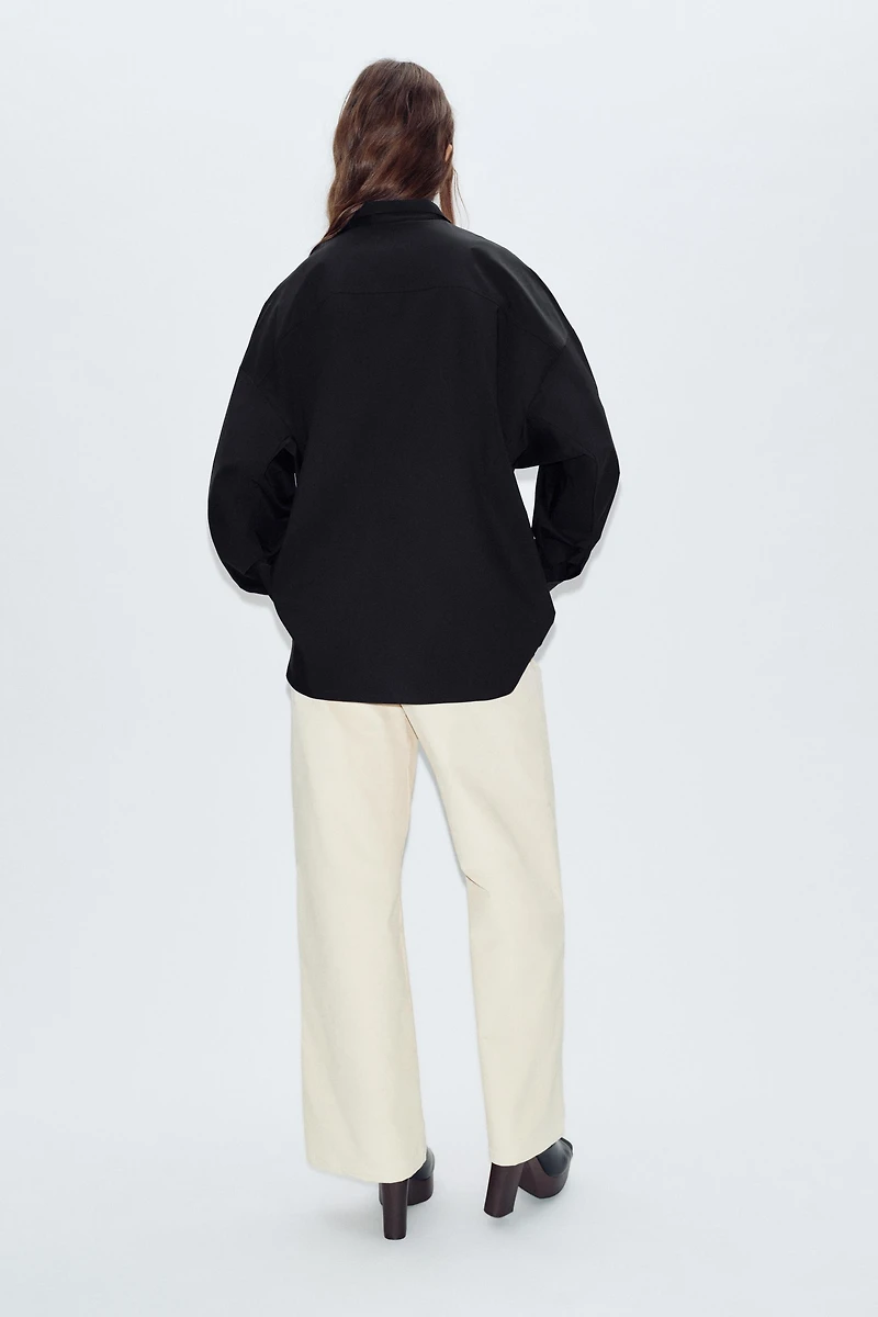 V-NECK POPLIN SHIRT