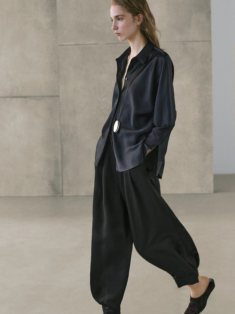 Flowing satin shirt
