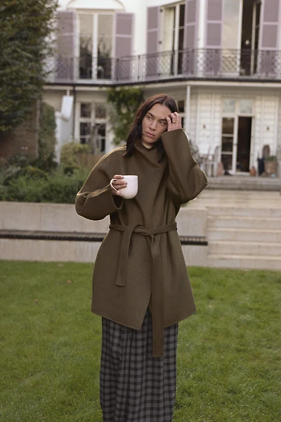 HIGH COLLAR WOOL BLEND COAT ZW COLLECTION