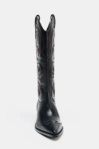 BOTTES COW-BOY EN CUIR BRODÉ
