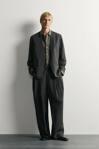 RELAXED FIT WIDE LEG SUIT PANTS
