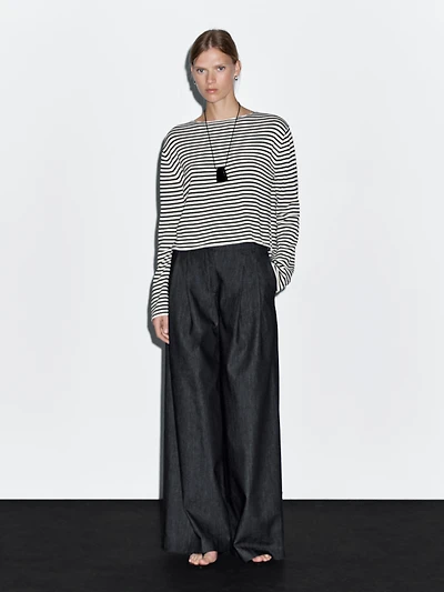 Jean large taille haute