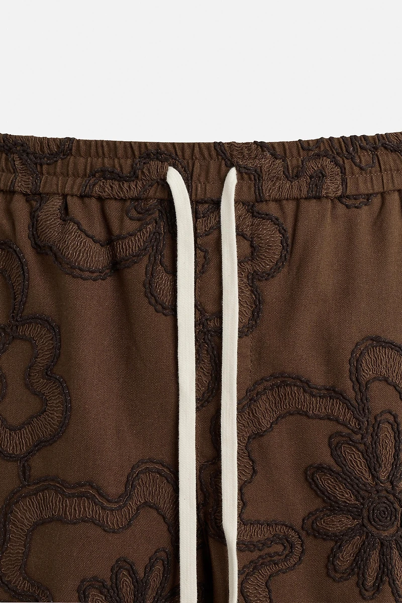 EMBOSSED EMBROIDERY SHORTS