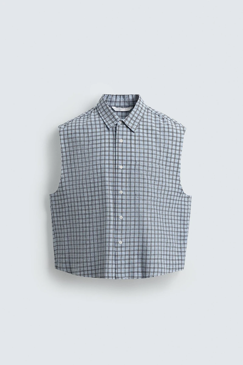 PLAID CROPPED FIT SHIRT