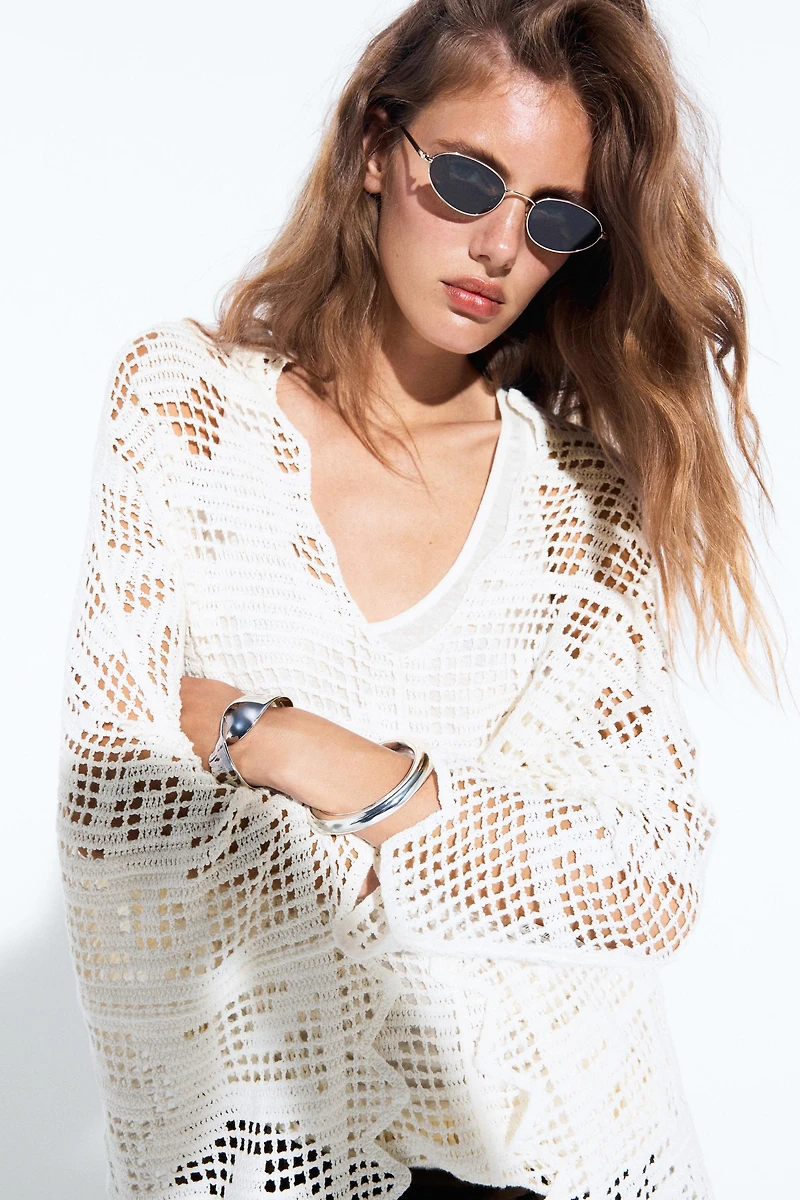 Crochet knit cape