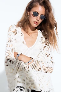 Crochet knit cape