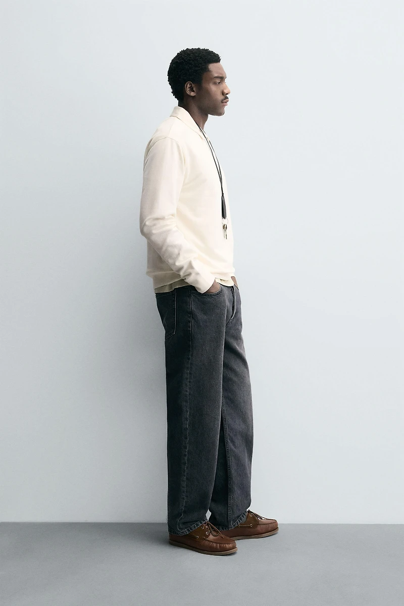 TEXTURED ZIP POLO SHIRT