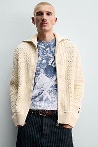 JACQUARD CABLE KNIT CARDIGAN CHAMPION ® X ZARA