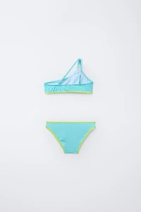 6-14 YEARS/ SHINY ASYMMETRIC BIKINI WITH PIPING