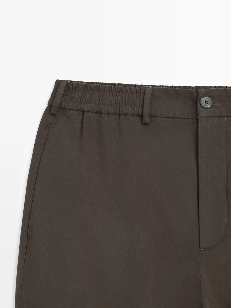 Cotton blend jogger fit trousers