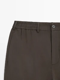 Cotton blend jogger fit trousers