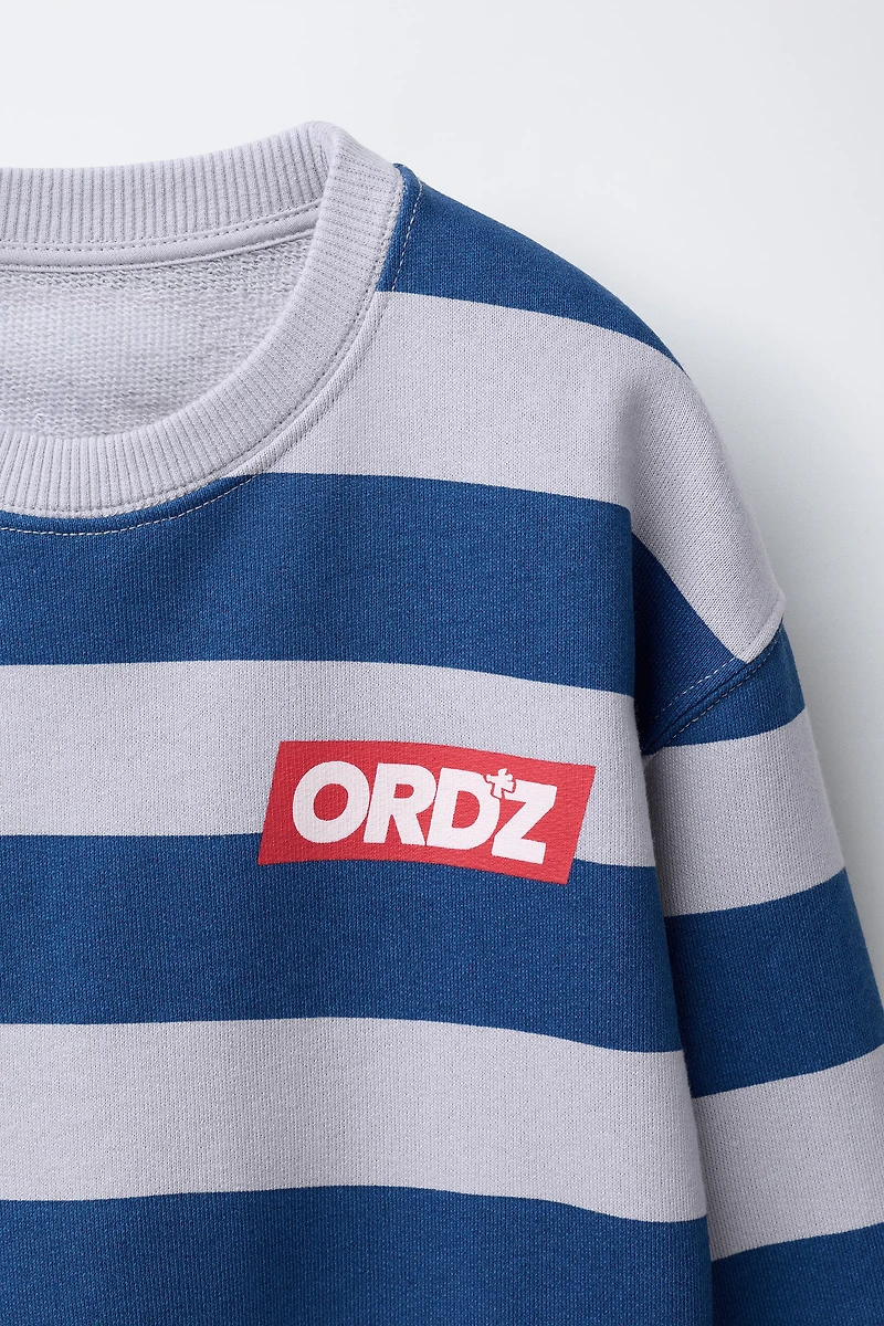 STRIPED TEXT SWEATSHIRT