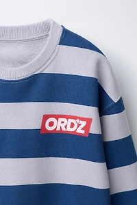 STRIPED TEXT SWEATSHIRT