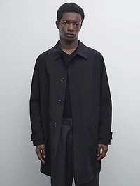 Lightweight trench coat with hidden buttons