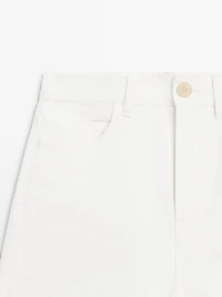 Mid-rise denim shorts